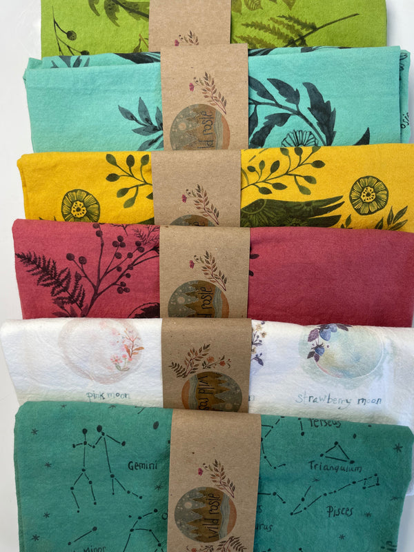 Hand Dyed Tea Towels - 3 design options