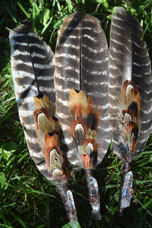 Handcrafted Single Turkey Feather Smudge Fan
