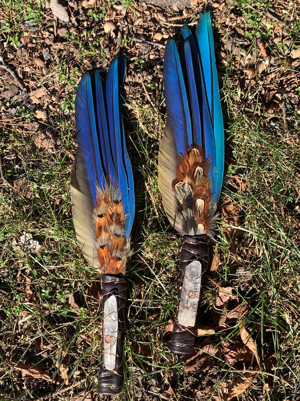 Handcrafted Macaw Feather Smudge Fan