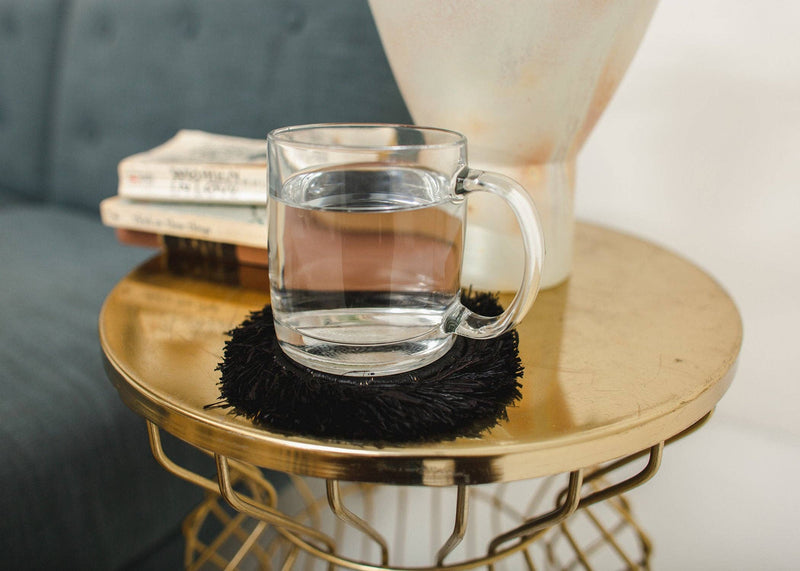 Black Fringed Coasters - Set of 4