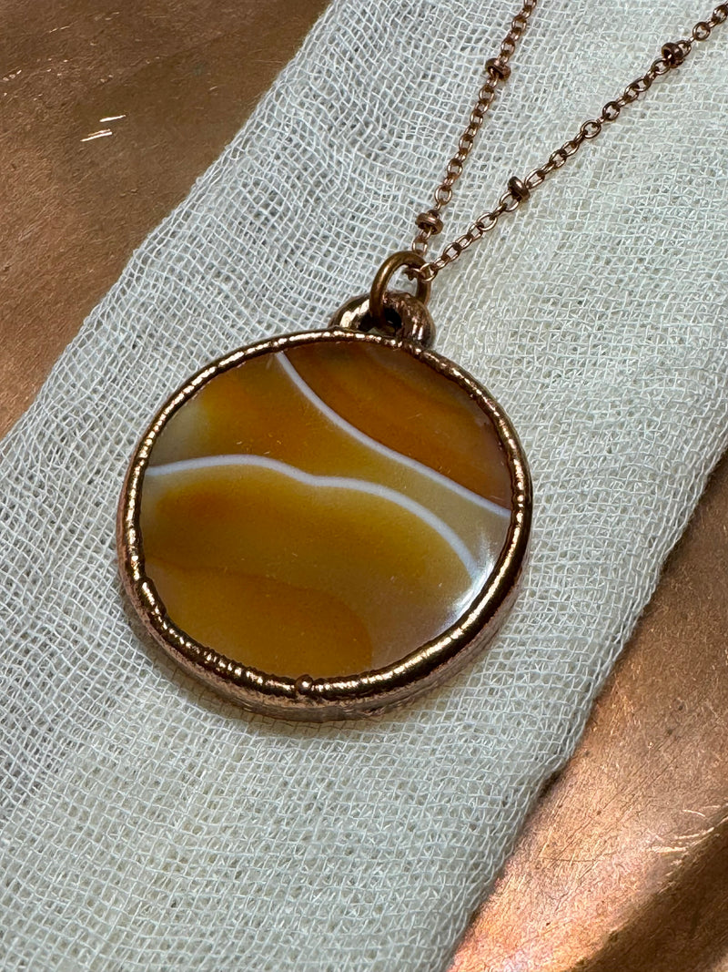 Carnelian Orb Necklace - Electroformed Copper