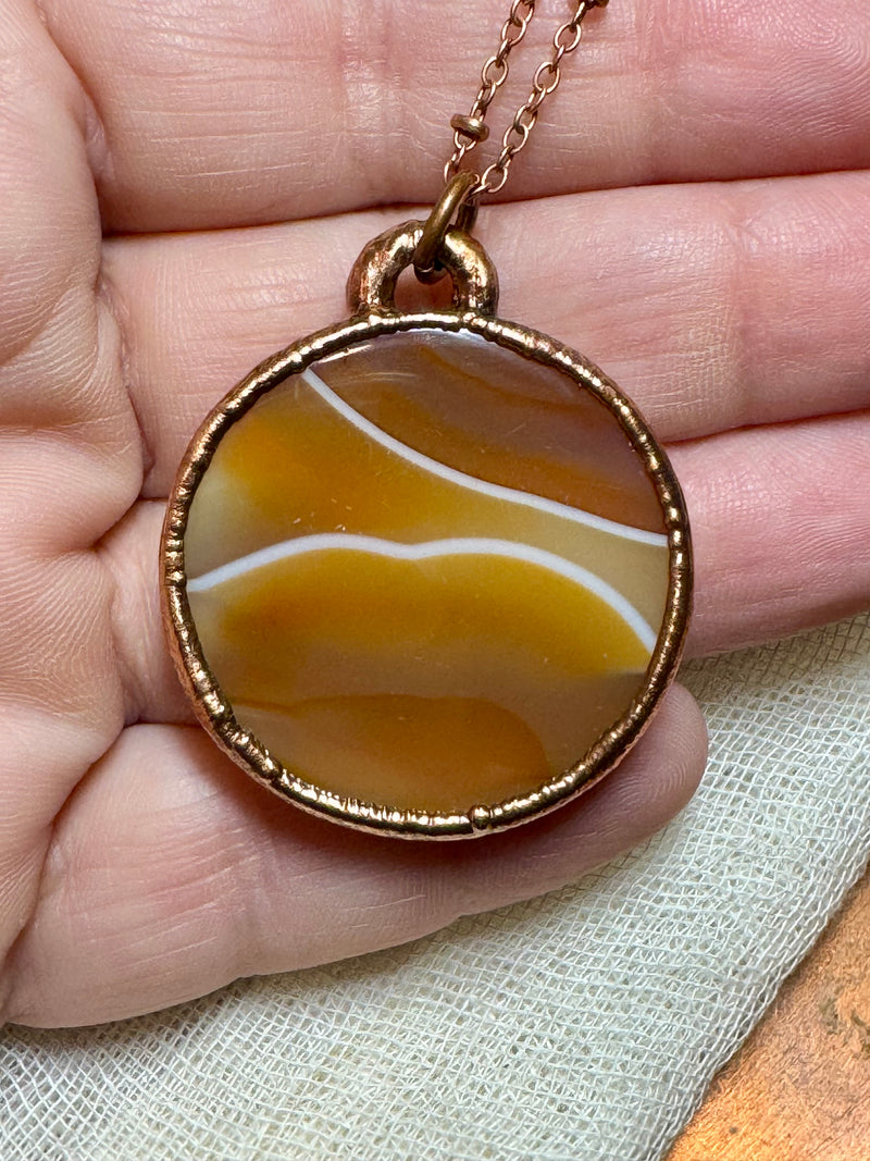 Carnelian Orb Necklace - Electroformed Copper