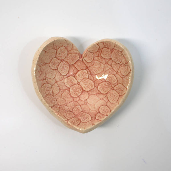 Pottery Dish Bowl - Heart Small Red