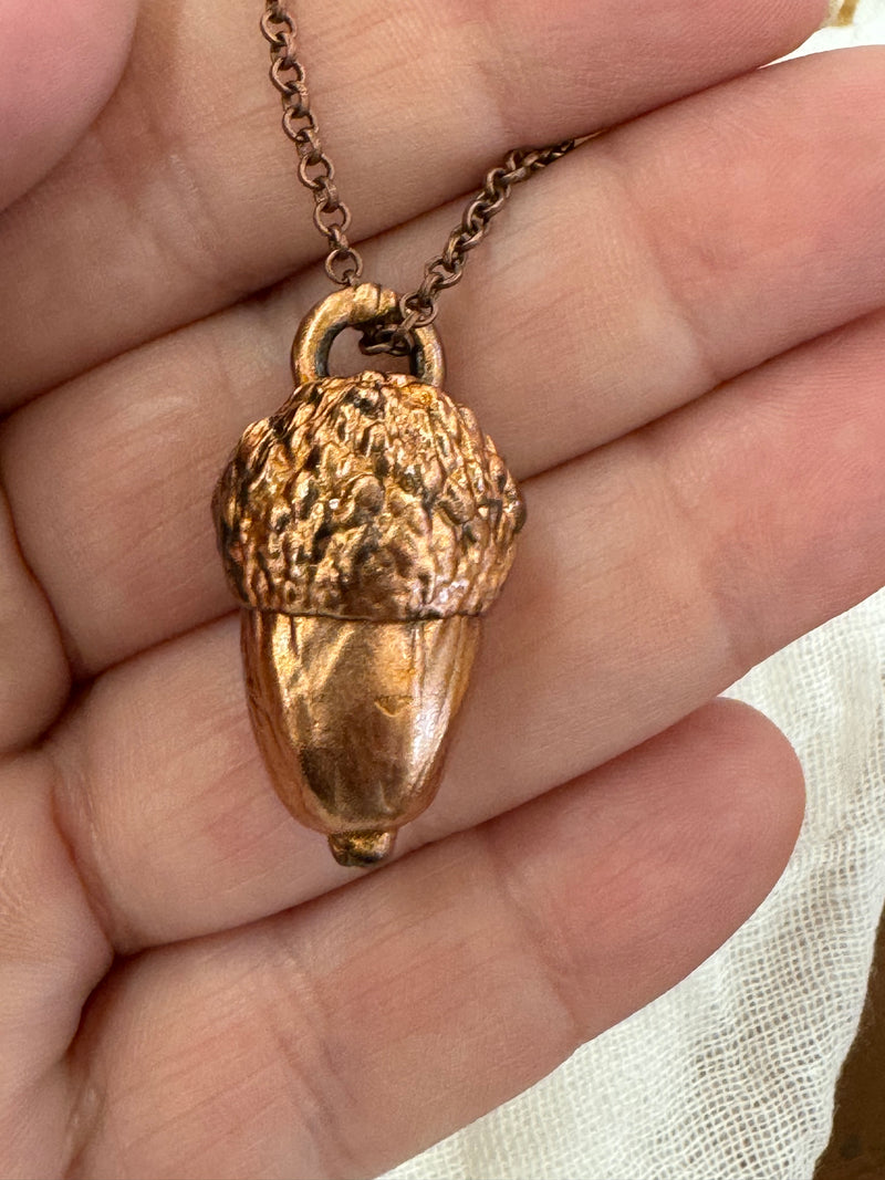 REAL Copper Electroformed Acorn Necklace // Copper Chain