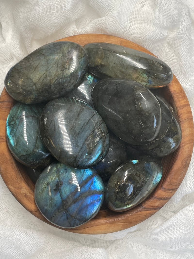 Labradorite Palm Stones / Pebbles (Blue & Multi Flash)
