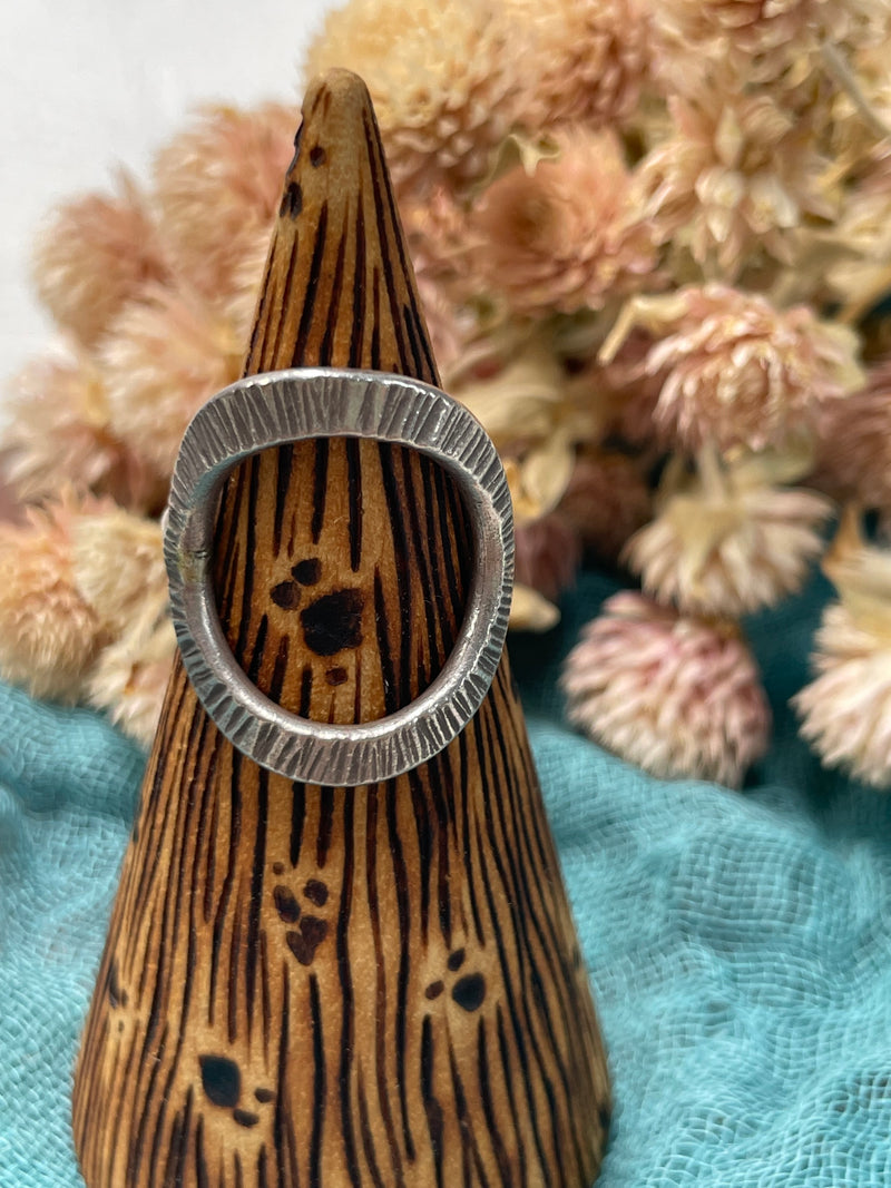 Hill Tribe Fine Silver Ring - Hammered Open Circle