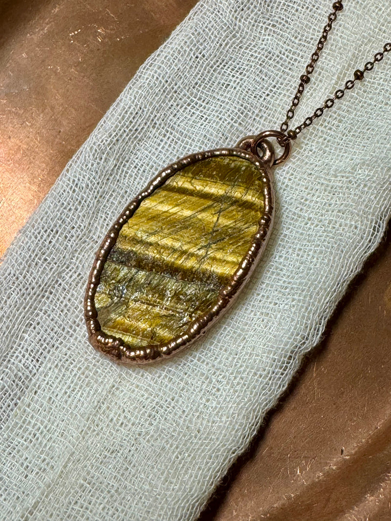 Raw Tiger Eye Necklace - Electroformed Copper