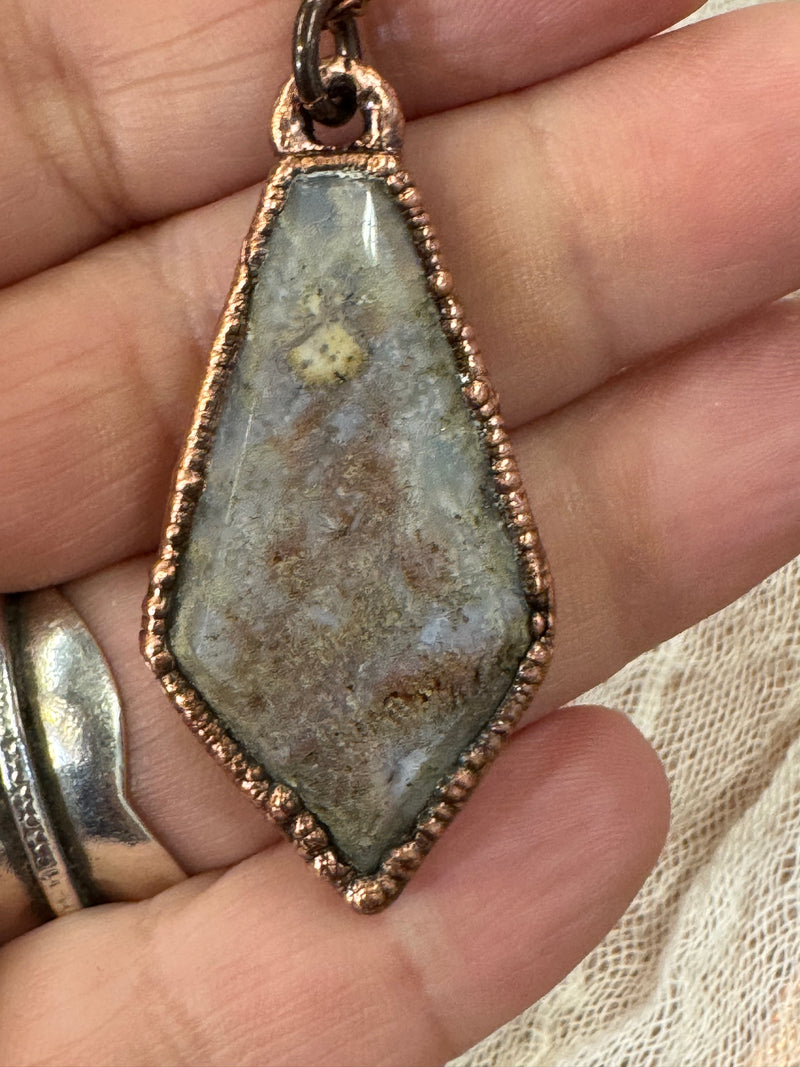 Indonesian Moss Agate Necklace // Copper Chain