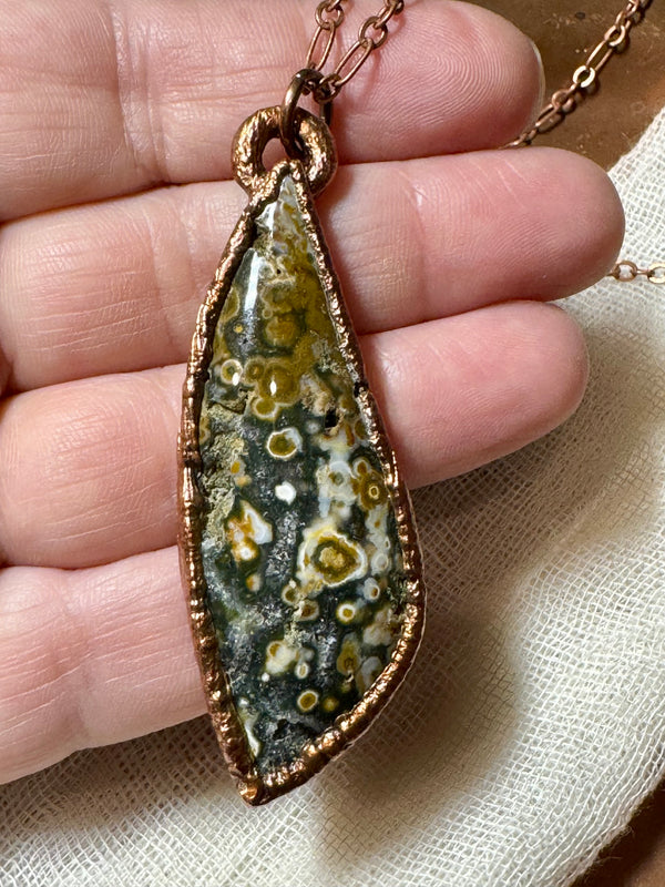 Ocean Jasper Necklace - Electroformed Copper