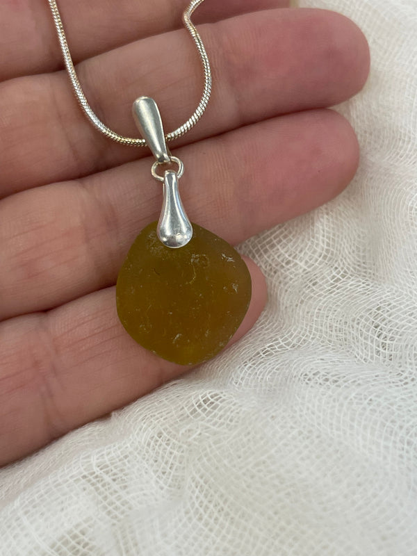 Golden Yellow Sea Glass Necklace (England’s North Sea)