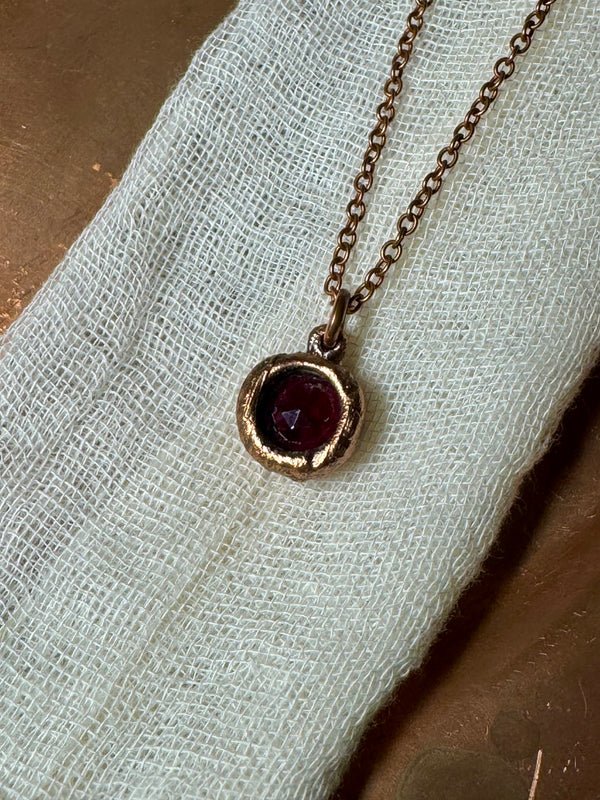 Faceted Rhodolite Garnet Necklace // Electroformed Jewelry