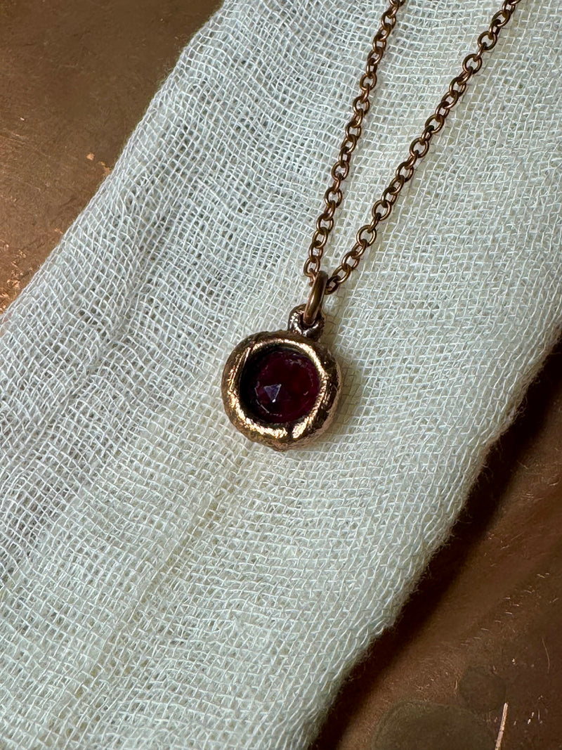 Faceted Rhodolite Garnet Necklace // Electroformed Jewelry