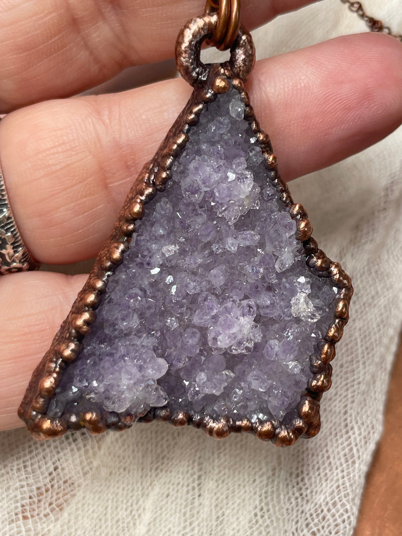 Amethyst Druzy Necklace // Copper Chain