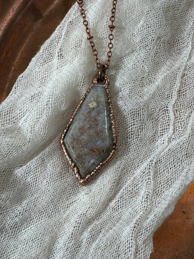 Indonesian Moss Agate Necklace // Copper Chain