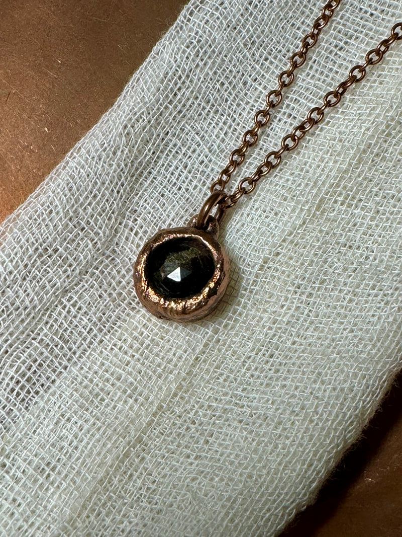 Gold Sheen Obsidian Necklace - Electroformed Copper