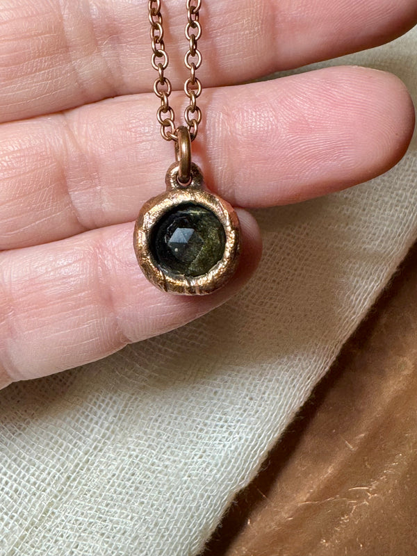 Gold Sheen Obsidian Necklace - Electroformed Copper