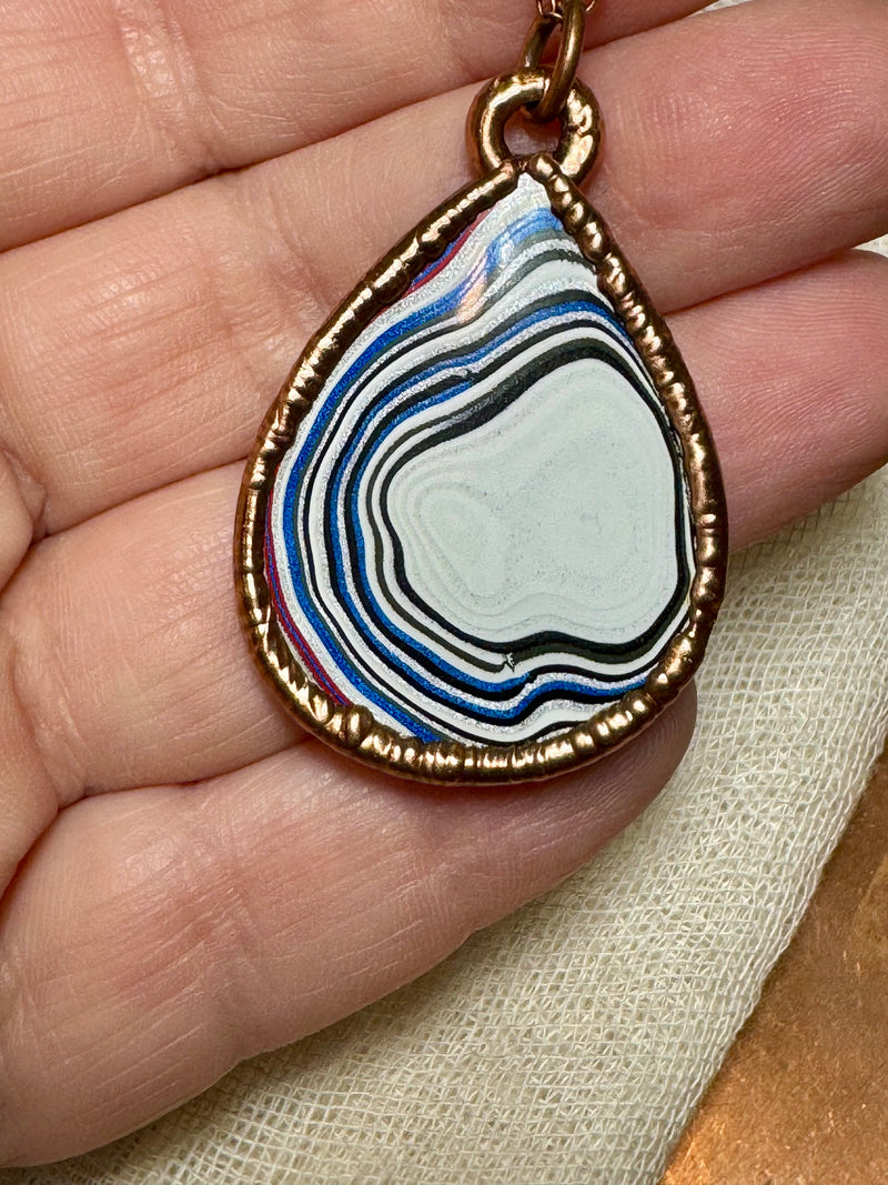 Detroit Agate (Fordite) Necklace - Electroformed Copper