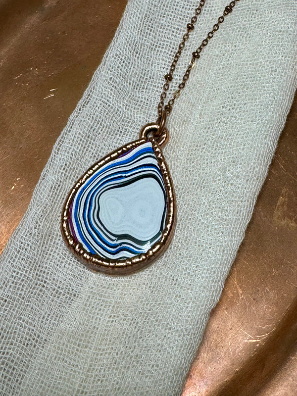 Detroit Agate (Fordite) Necklace - Electroformed Copper