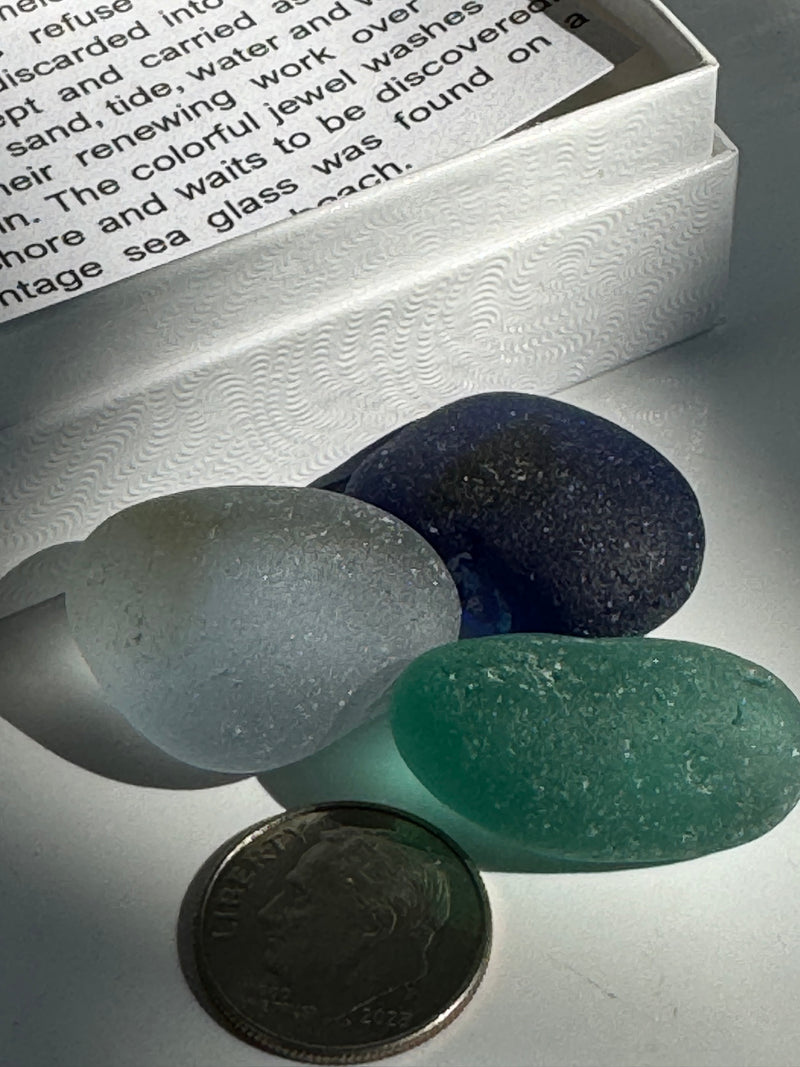 “Rare” Blues - Pacific Coast Sea Glass/Set of 3