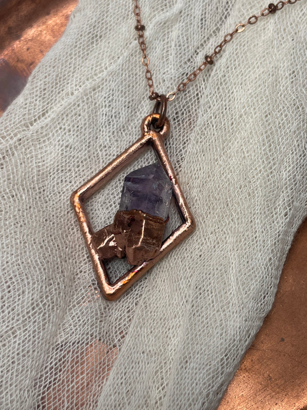 Vera Cruz Amethyst Diamond Necklace // Copper Chain