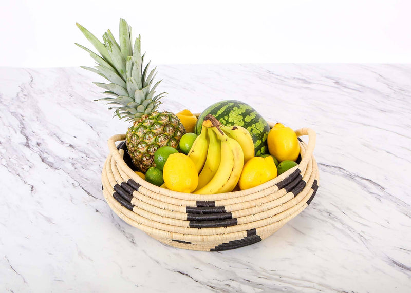 Spotted Black Woven Bowl - 18"