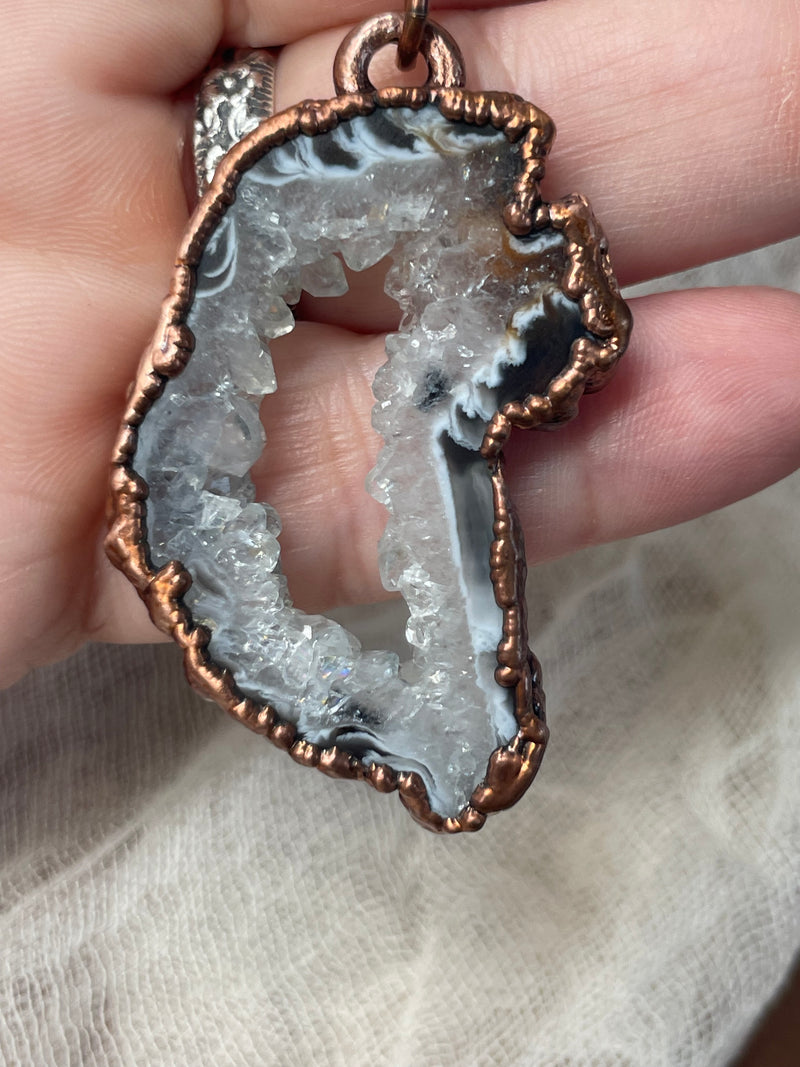 Oco Agate Geode Necklace // Copper Chain