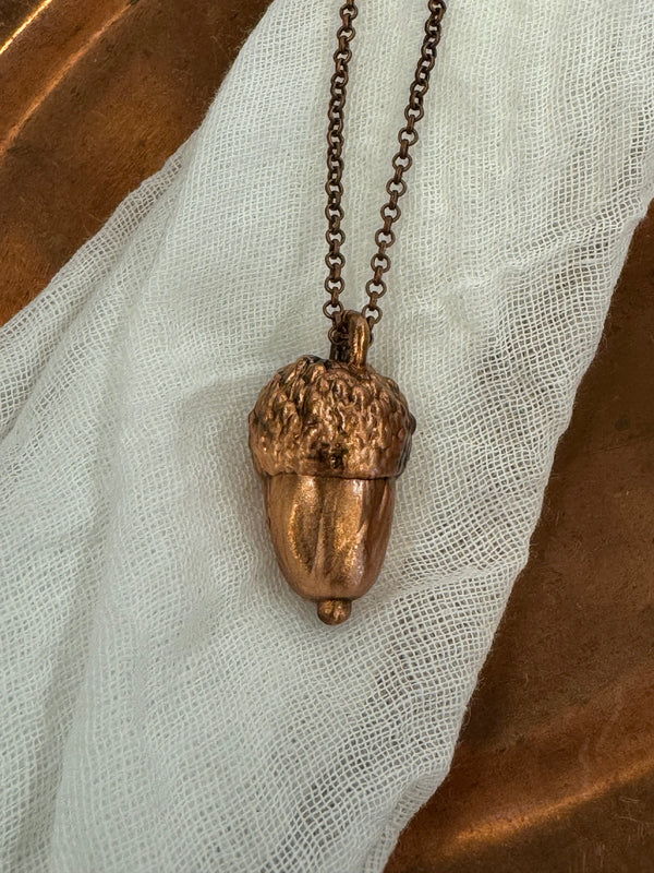 REAL Copper Electroformed Acorn Necklace // Copper Chain