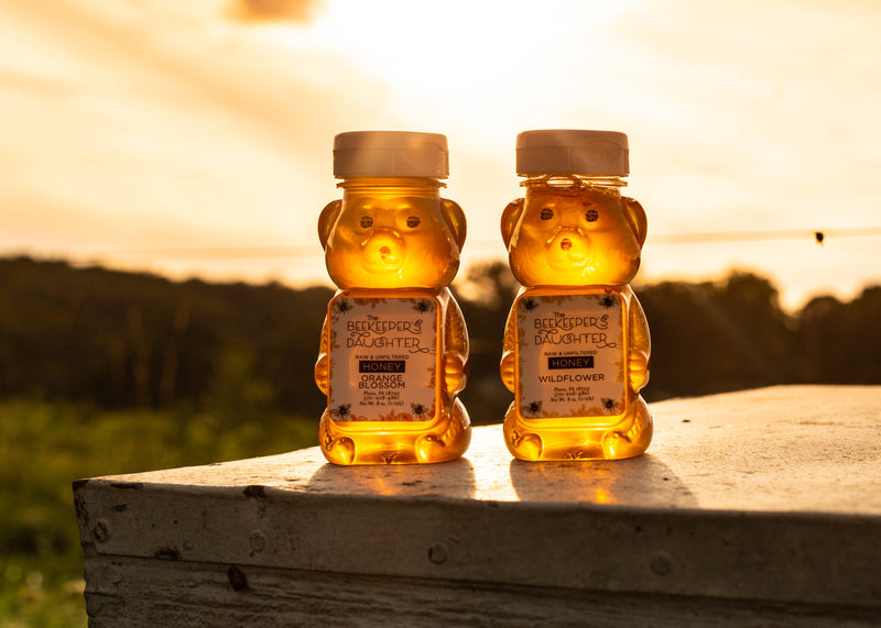 8oz Honey Bear - Raw Wildflower Honey