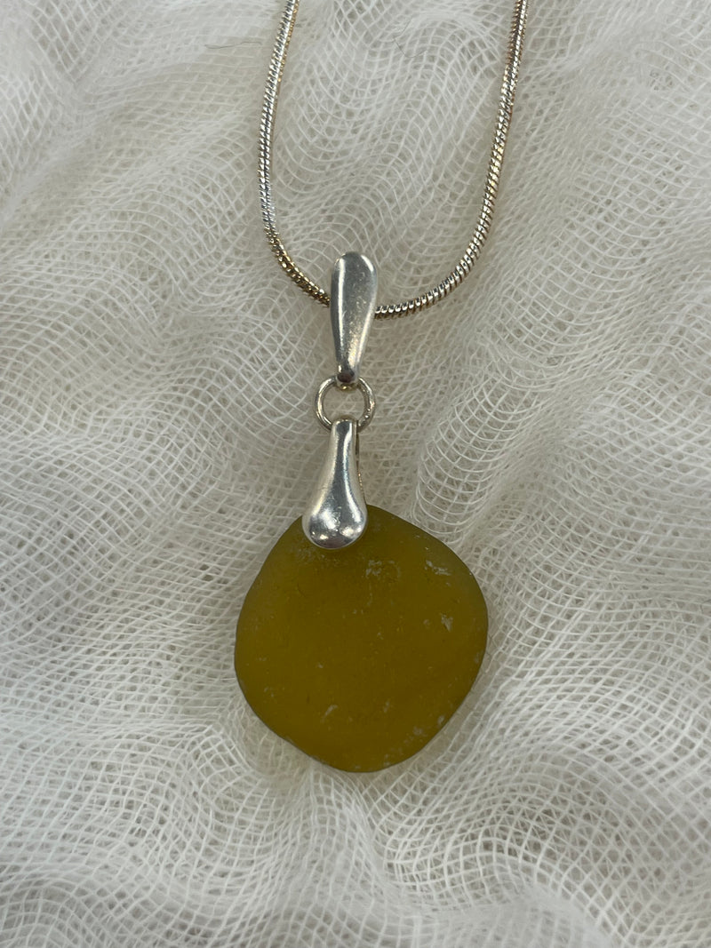 Golden Yellow Sea Glass Necklace (England’s North Sea)