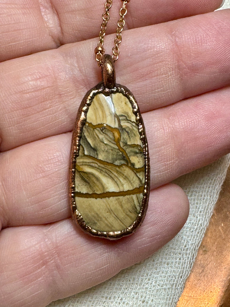 Picture Jasper Necklace - Electroformed Copper