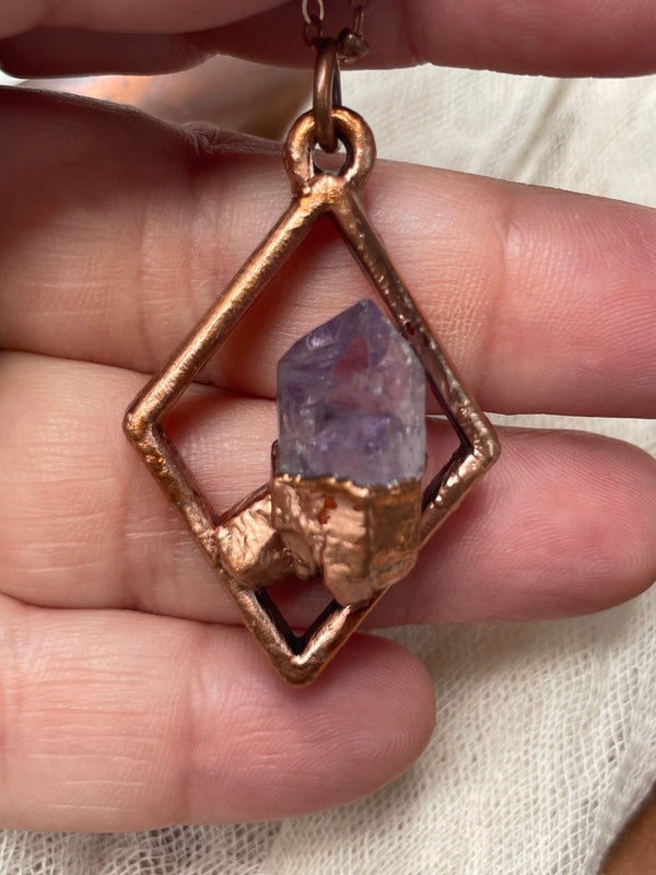 Vera Cruz Amethyst Diamond Necklace // Copper Chain