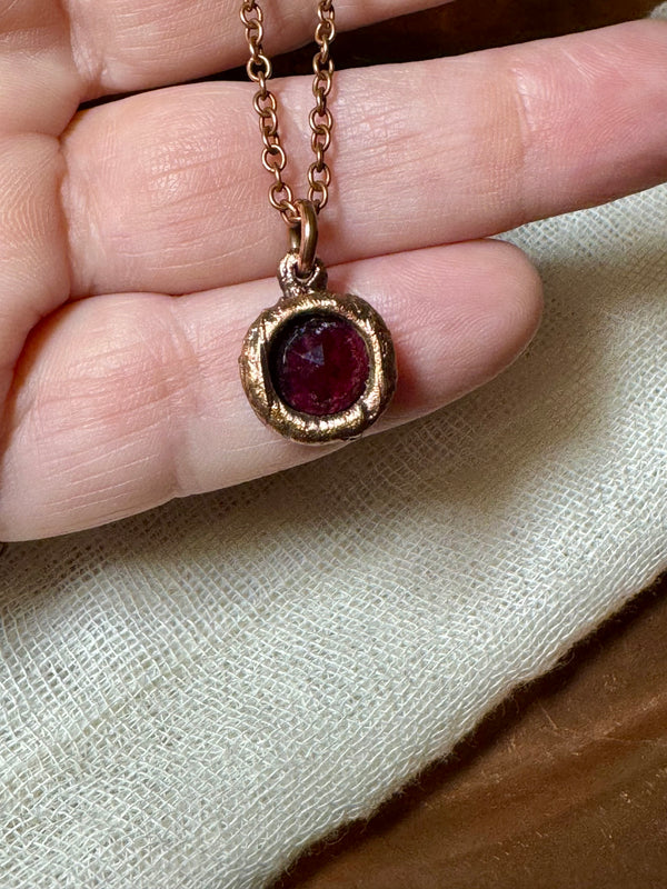 Faceted Rhodolite Garnet Necklace // Electroformed Jewelry