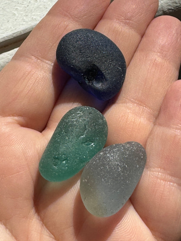 “Rare” Blues - Pacific Coast Sea Glass/Set of 3