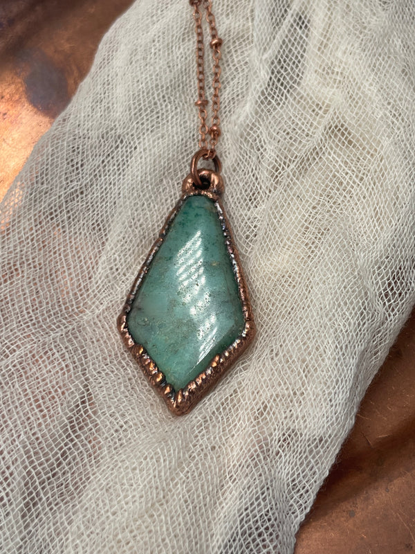 Chrysoprase Kite Necklace // Copper Chain