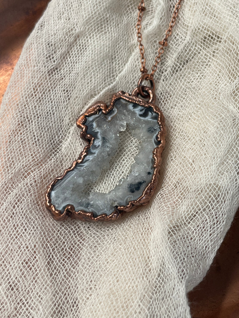 Oco Agate Geode Necklace // Copper Chain