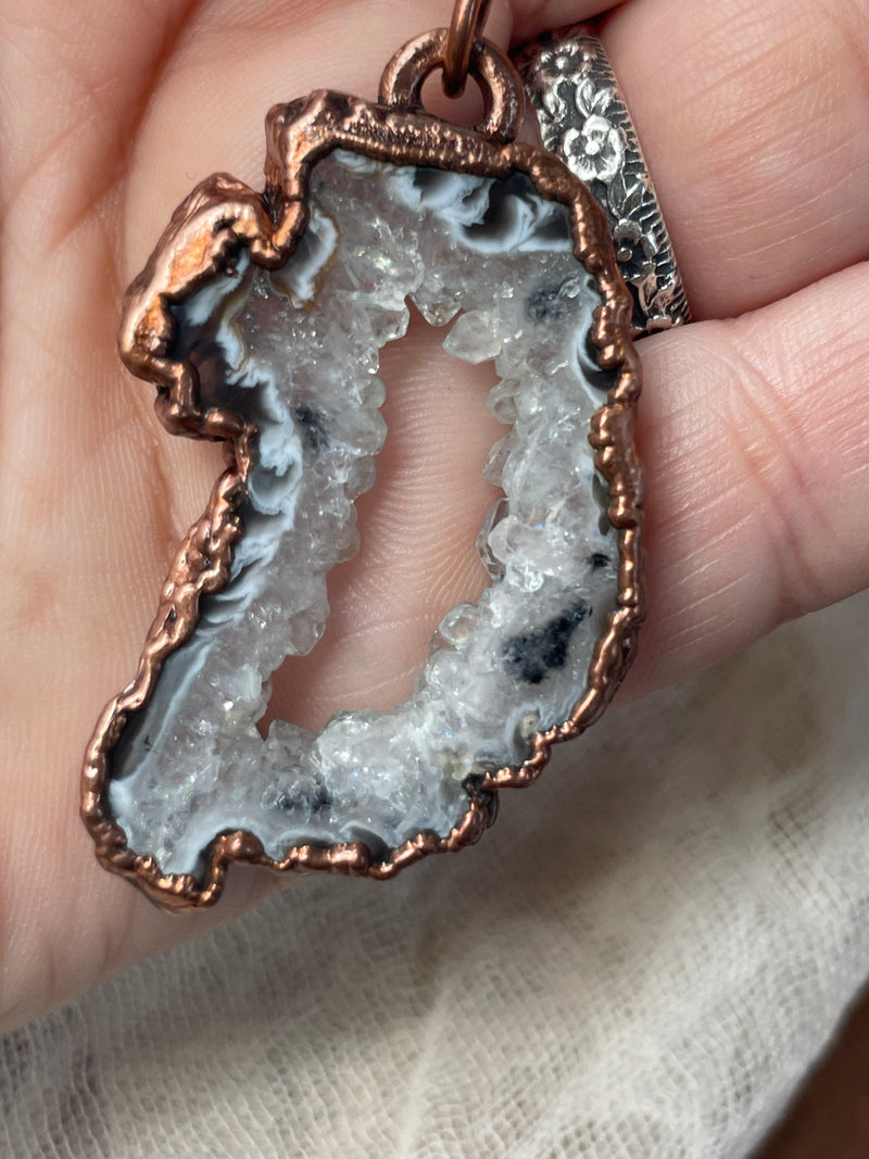 Oco Agate Geode Necklace // Copper Chain