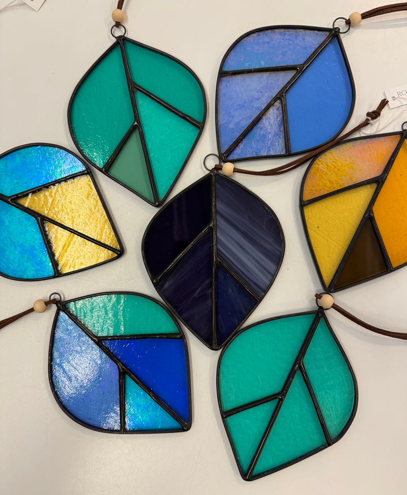 Hand Crafted Stained Glass Hanging Art/Mountains/Feathers/Celestial & More
