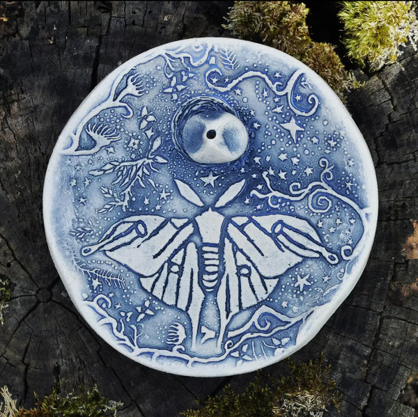 Handmade Luna Moth Pottery Incense Holder