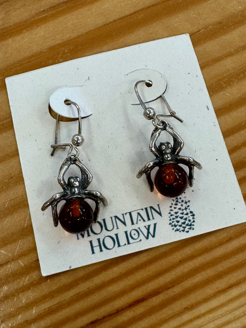 Spider Baltic Amber/ Sterling Earrings