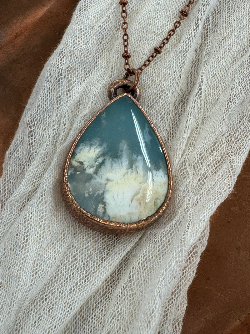 Flower Agate ‘Cloudy Sky’ Necklace // Copper Chain