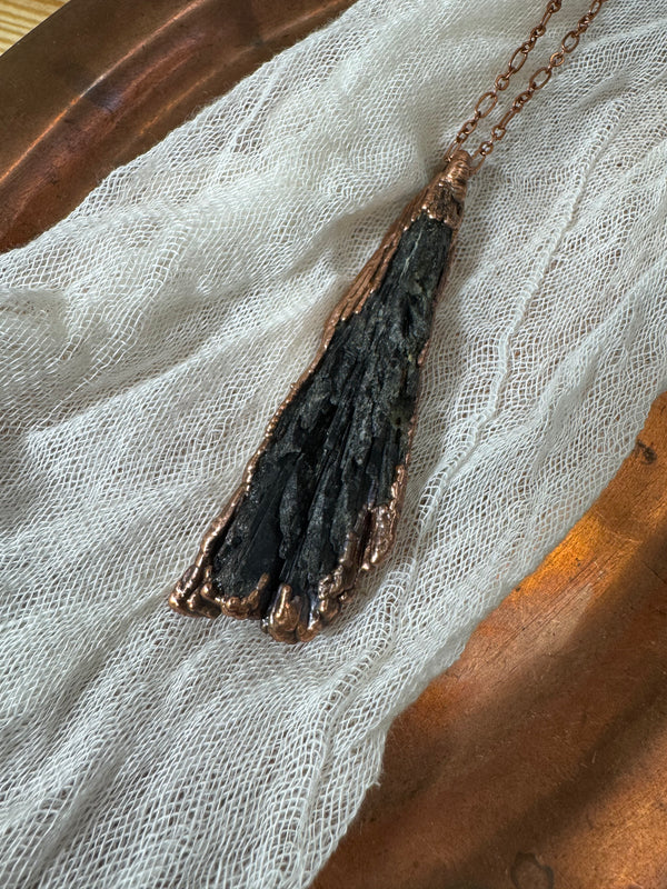 Black Kyanite Necklace / Copper Chain