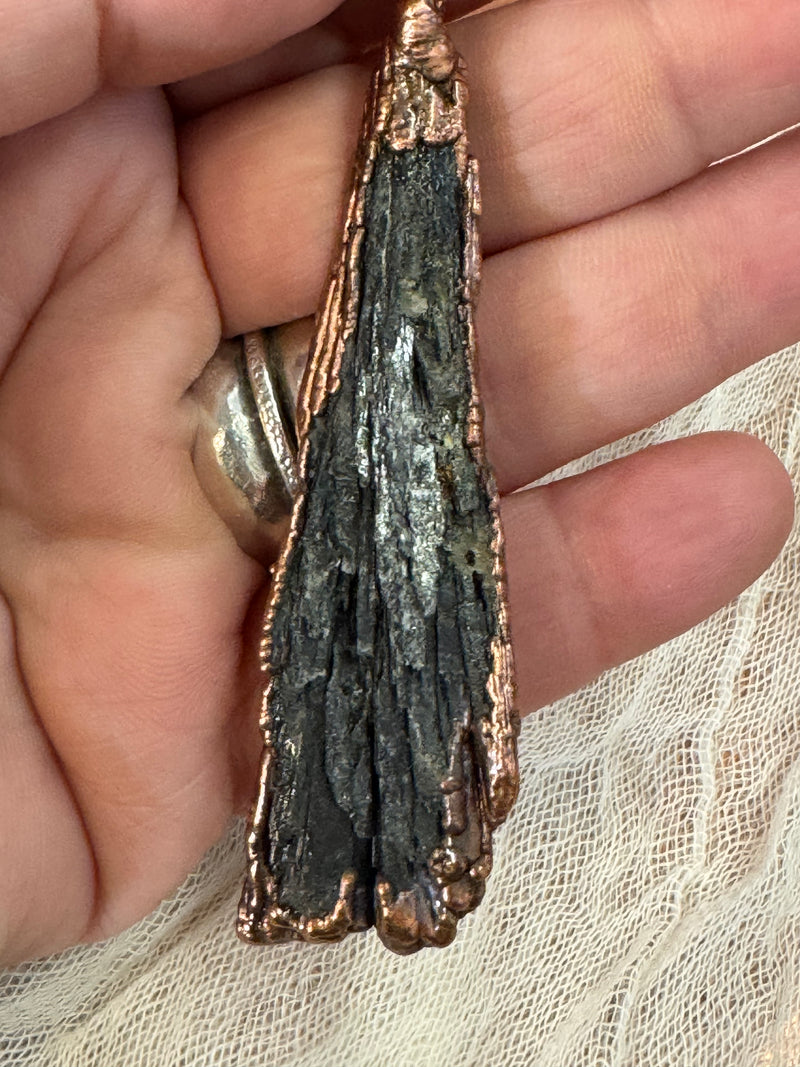 Black Kyanite Necklace / Copper Chain