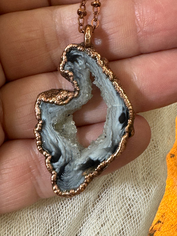 Oco Agate Geode Necklace // Copper Chain (B)