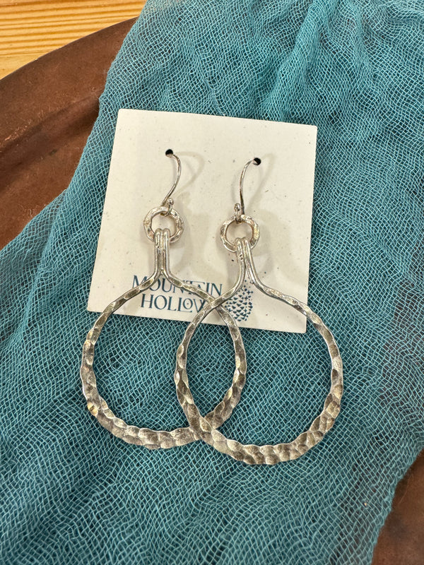 Hill Tribe Fine Silver Earrings - Stamped Drop