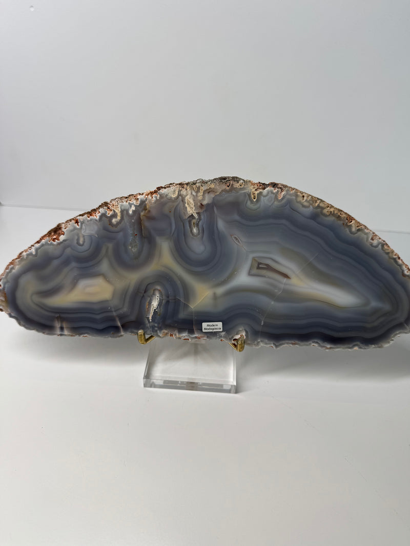 Polished Blue Agate “Orca Agate” Slab