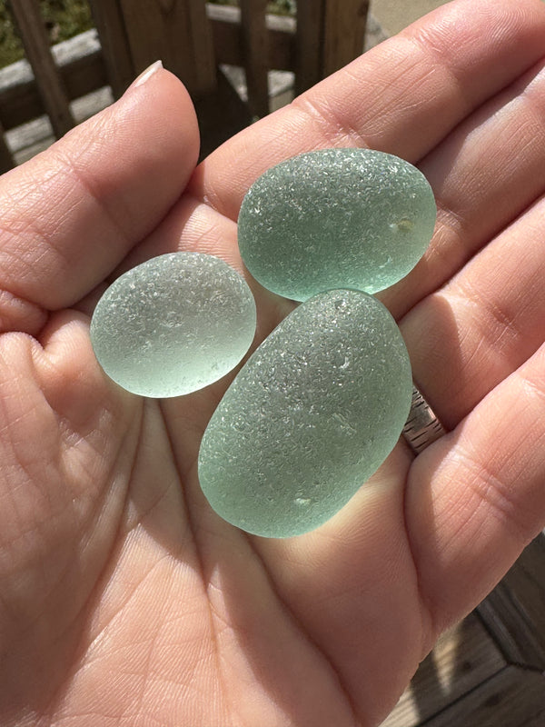 Aqua English North Sea Glass - Set of 3