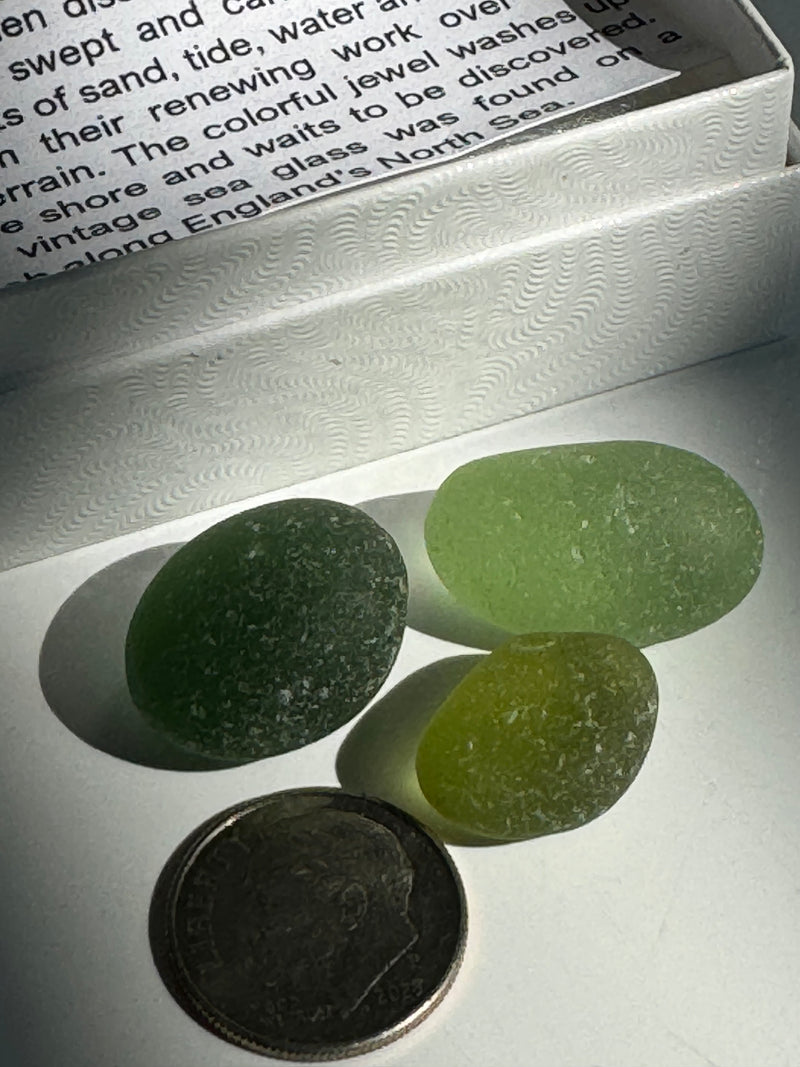 “Rare” Greens- England’s North Sea Glass/Set of 3