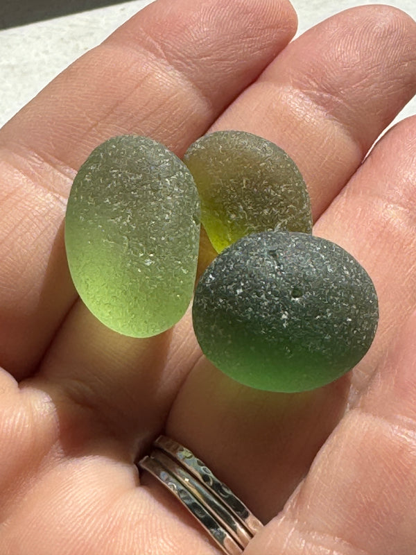 “Rare” Greens- England’s North Sea Glass/Set of 3