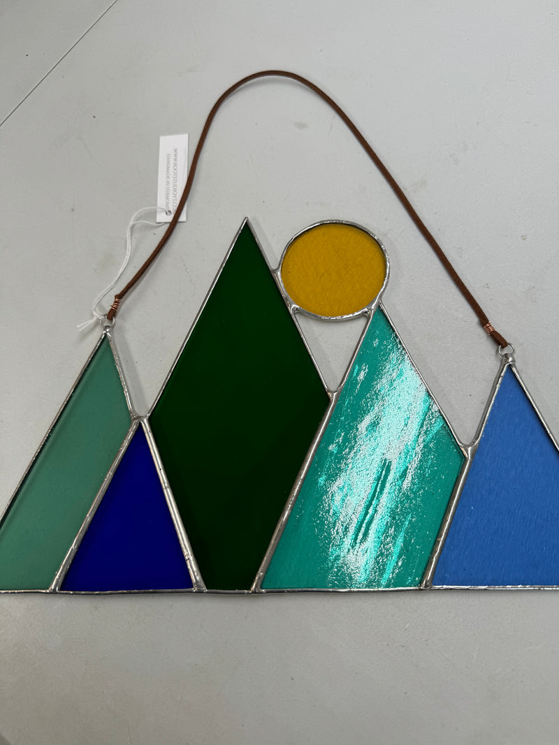 Hand Crafted Stained Glass Hanging Art/Mountains/Feathers/Celestial & More