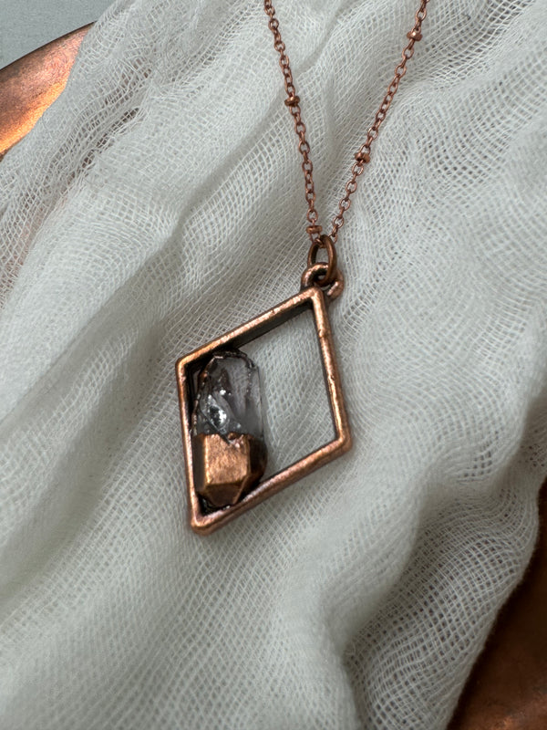 Vera Cruz Amethyst Diamond Necklace // Copper Chain